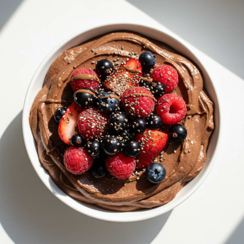 Silky Chocolate Protein Pudding with Mixed Berries
