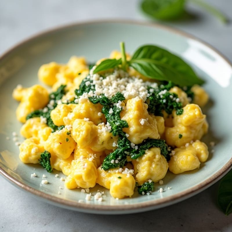 Fluffy Scrambled Eggs with Spinach and Feta