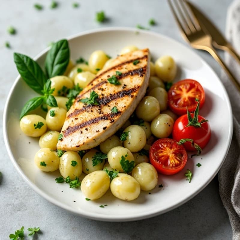 Creamy Basil Pesto Gnocchi with Roasted Tomatoes
