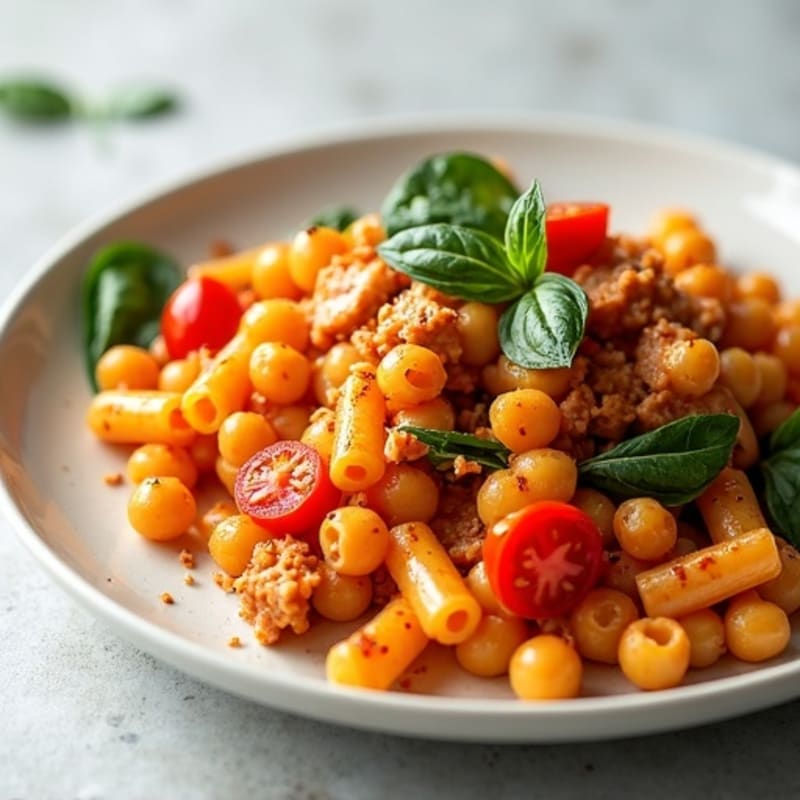 Creamy Tomato Chickpea Pasta with Lean Ground Turkey