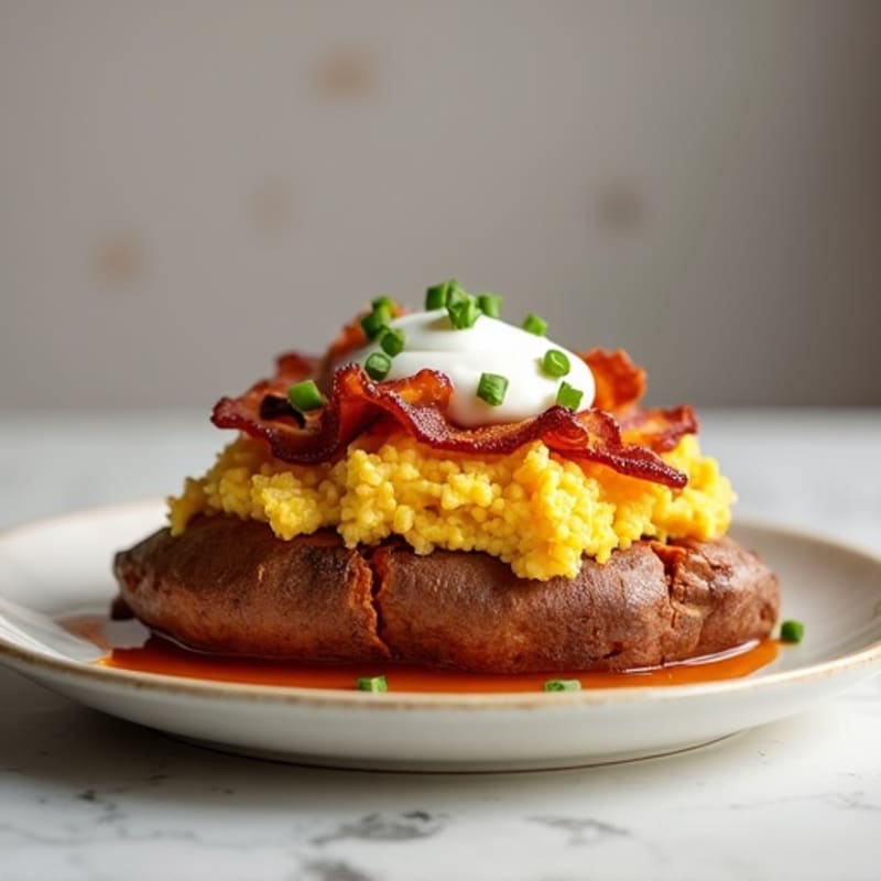 Crispy-Skin Loaded Sweet Potato with Turkey Bacon