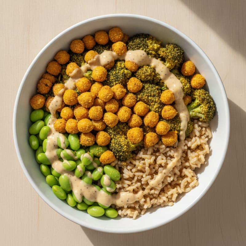 Roasted Vegetable and Chickpea Rice Bowl