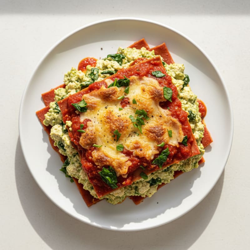 Creamy Vegan Spinach Lasagna Bake