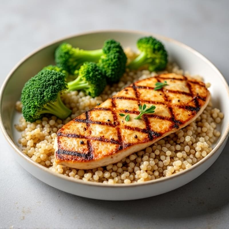 Grilled Chicken Breast with Quinoa and Steamed Broccoli