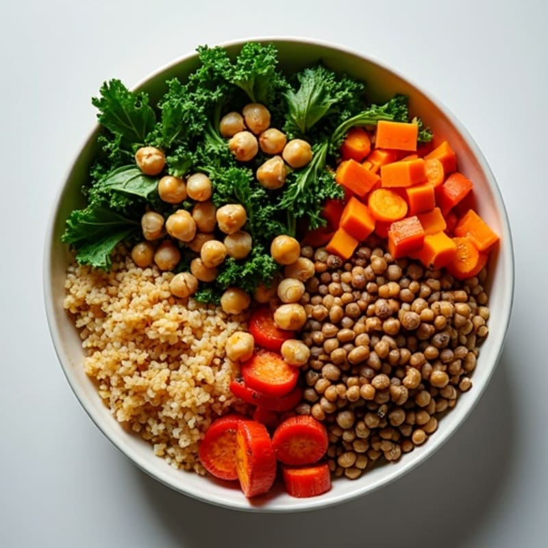 Hearty Spiced Lentil and Quinoa Bowl with Roasted Root Vegetables
