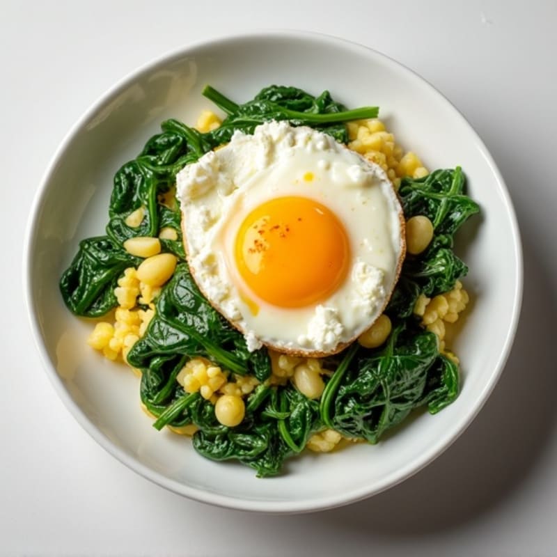 Egg White Spinach Scramble with Cottage Cheese