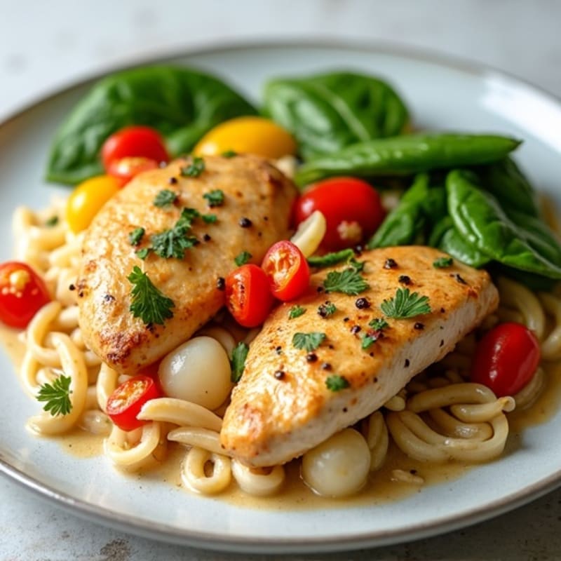 Creamy Coconut Green Chili Chicken with Fresh Vegetables