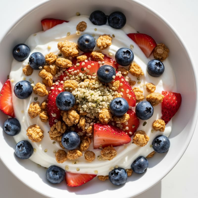 Creamy Greek Yogurt Parfait with Protein Granola and Fresh Berries