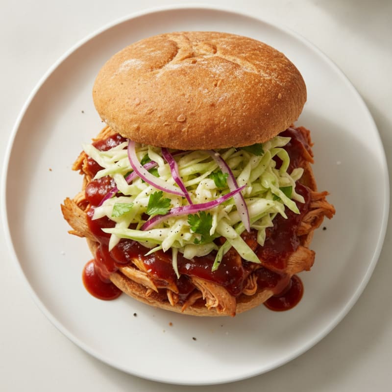 Slow-Cooked BBQ Pulled Chicken Sandwich