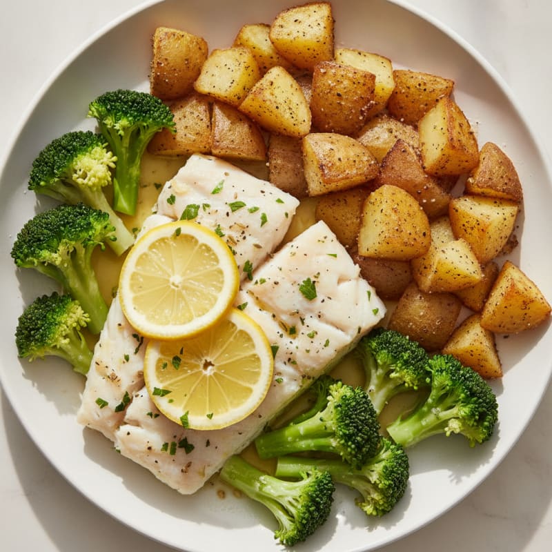 Lemon Herb Steamed Cod with Roasted Potatoes