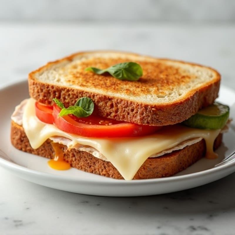 Warm Lean Turkey and Swiss Open-Faced Melt