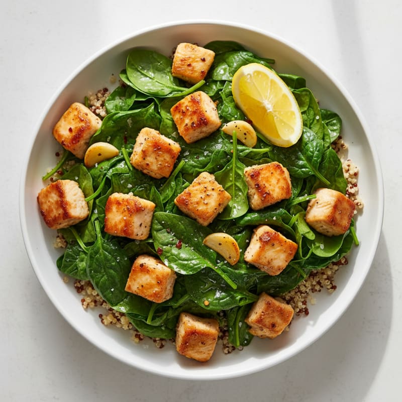 Garlic Sautéed Spinach with Lemon and Chicken