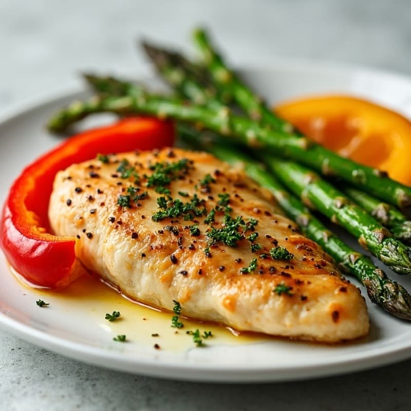 Sheet Pan Lemon Herb Chicken with Roasted Asparagus and Bell Peppers