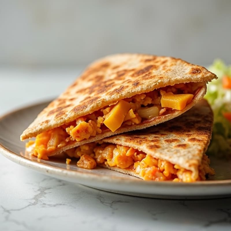Crispy Whole Wheat BBQ Chicken Quesadilla with Fresh Slaw
