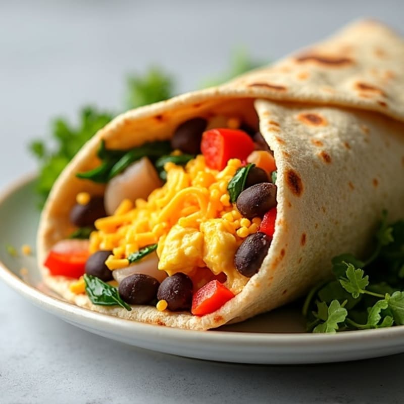 High-Protein Scrambled Egg and Black Bean Breakfast Burrito