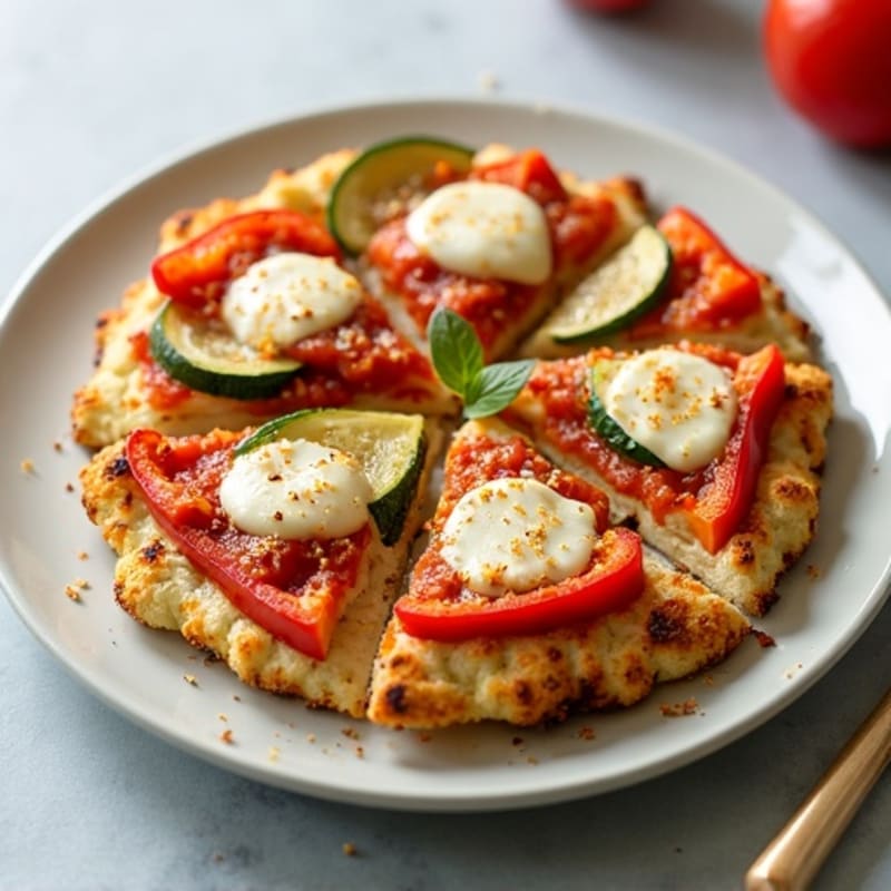 Crispy Cauliflower Crust Pizza with Chicken and Roasted Vegetables