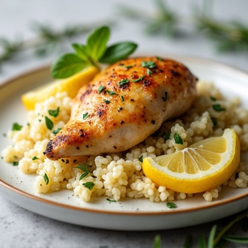 Herb-Roasted Lemon Garlic Chicken with Cauliflower Rice