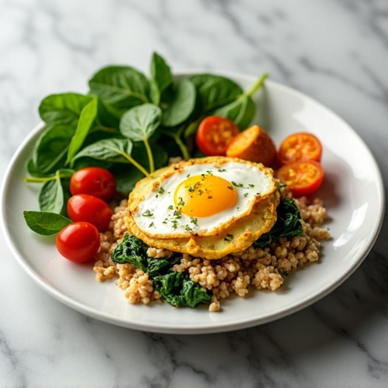 Egg White and Turkey Spinach Scramble with Roasted Sweet Potato