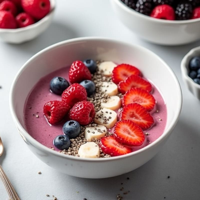 Silky Tofu Protein Smoothie Bowl with Chia and Berries