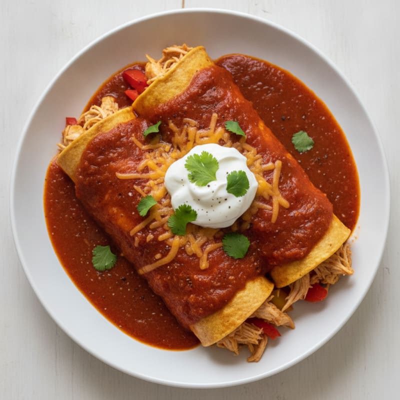 Chicken Enchiladas with Red Chili Sauce