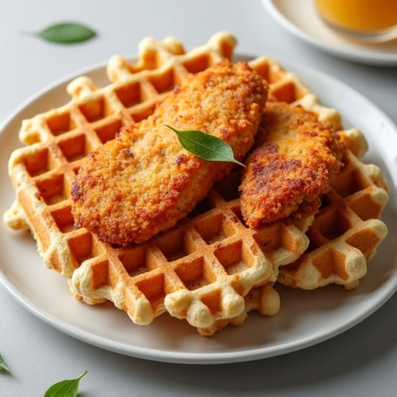 Crispy Golden Baked Chicken with Fluffy Whole Wheat Waffles