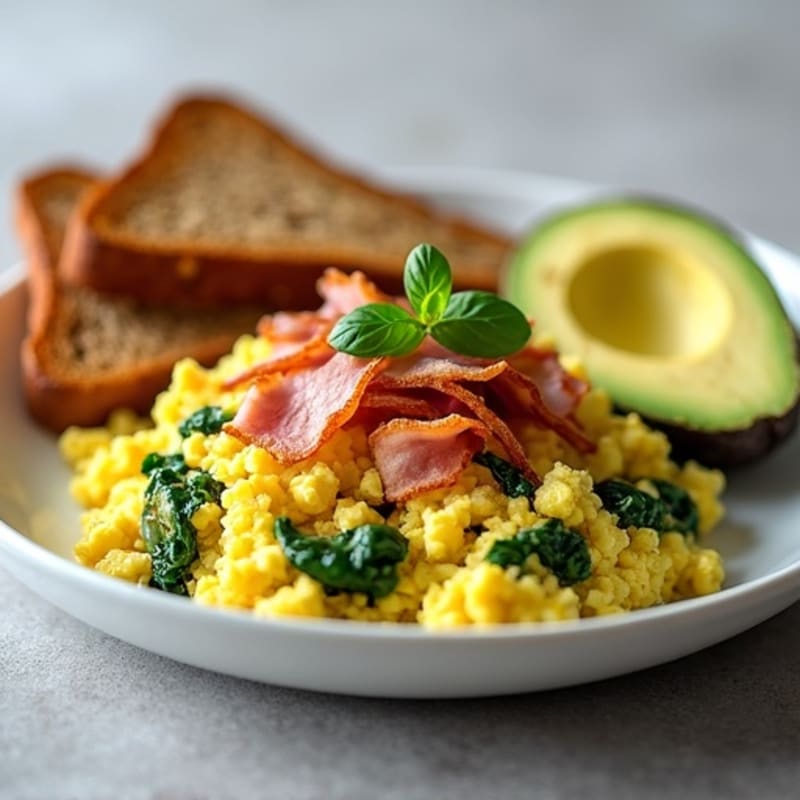 Egg White Scramble with Spinach and Turkey Bacon