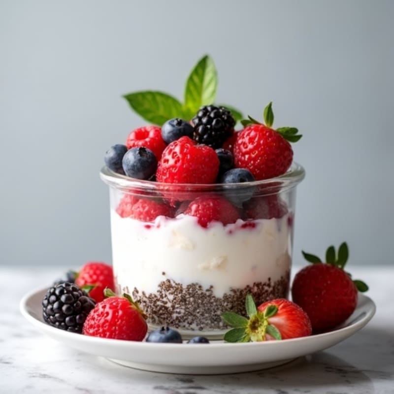 Greek Yogurt Parfait with Mixed Berries and Chia Seeds