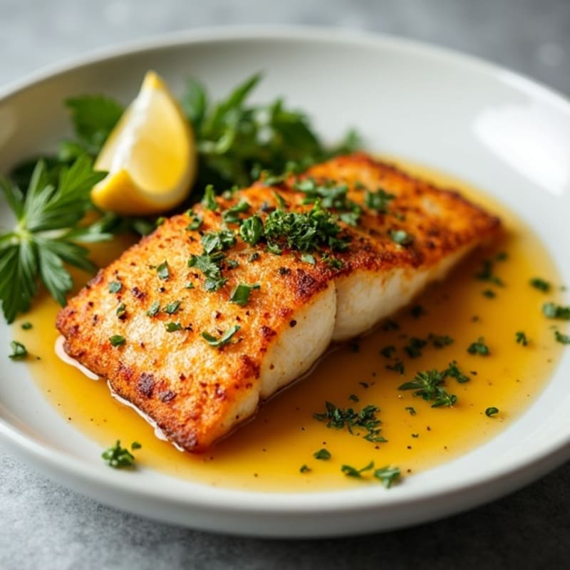 Crispy Blackened Catfish with Lemon Garlic Sauce