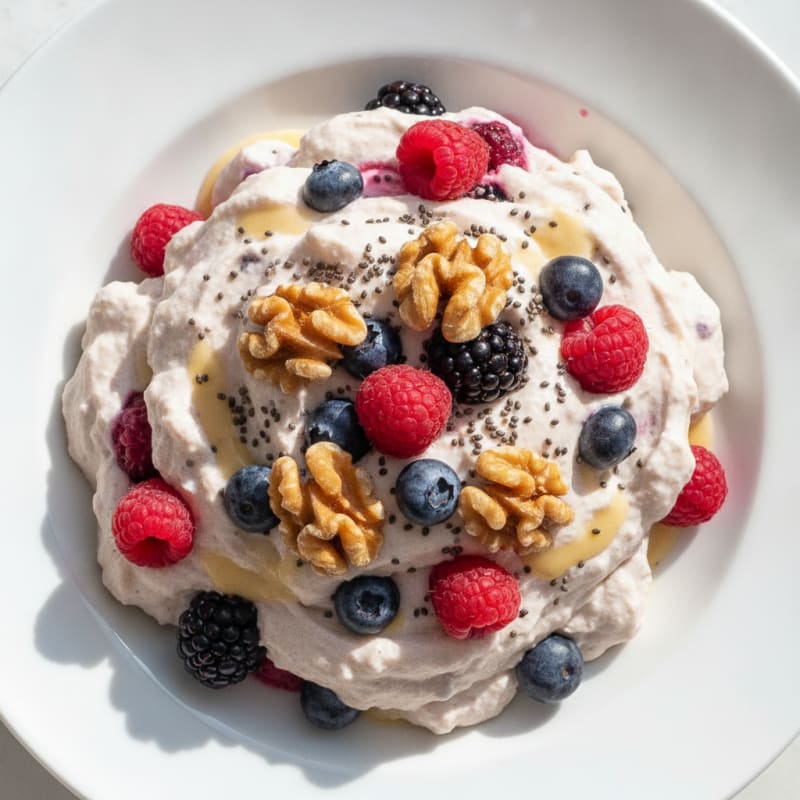 Silky Greek Yogurt Protein Mousse with Mixed Berries