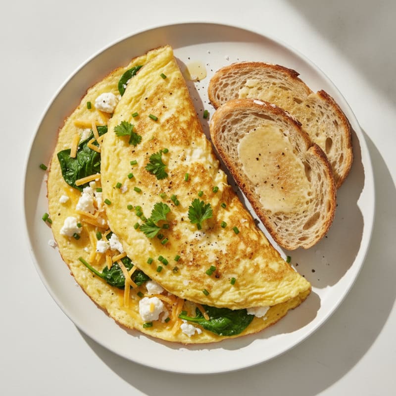 Fluffy Three-Cheese Omelet with Herbs