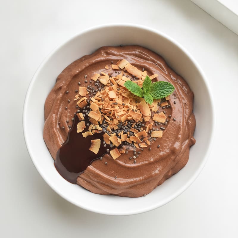 Silky Chocolate Protein Pudding with Toasted Coconut