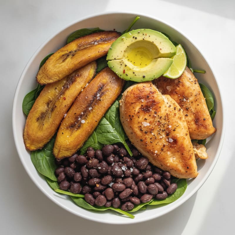 Roasted Plantain and Black Bean Bowl