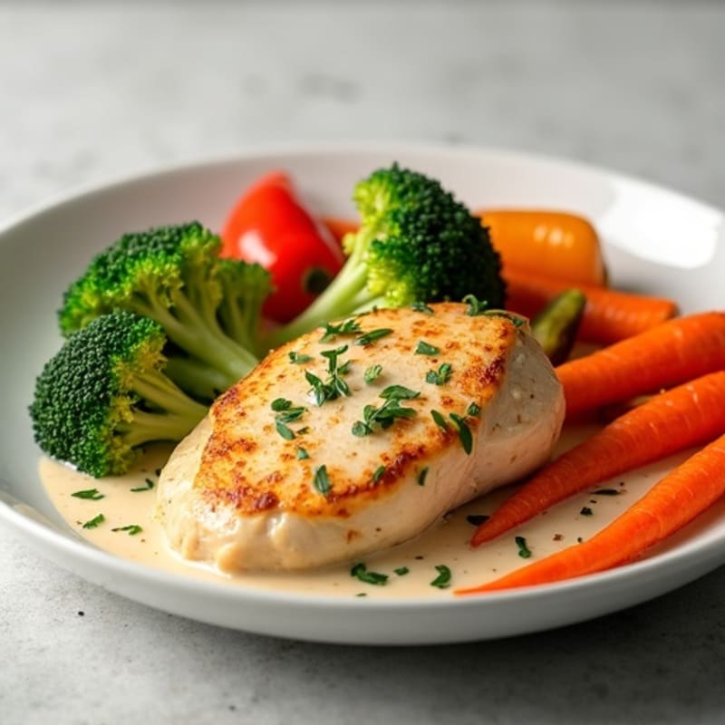 Creamy Spiced Chicken with Roasted Vegetables