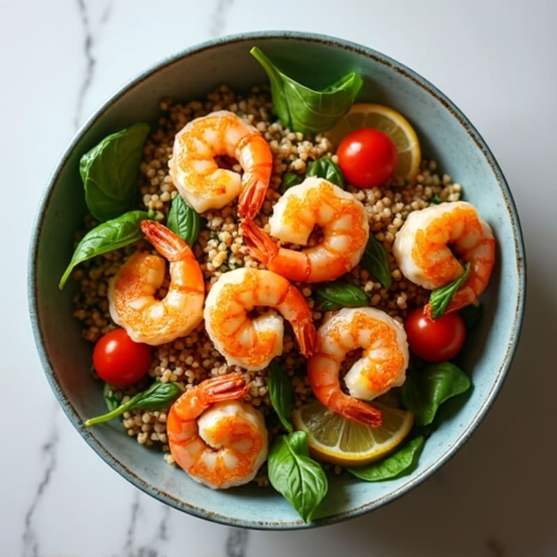 Citrus-Garlic Seared Shrimp with Herbed Quinoa Bowl