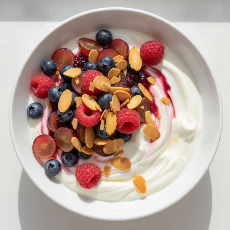 Greek Yogurt Protein Bowl with Mixed Berries and Almonds