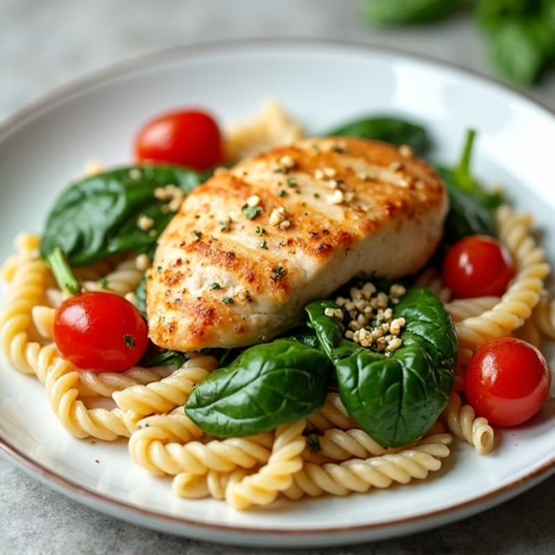 Lemon Garlic Chicken Pasta with Fresh Spinach