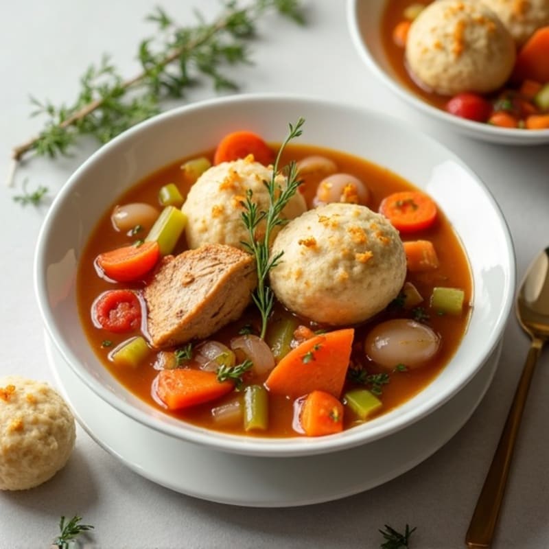 Hearty Chicken and Vegetable Stew with Fluffy Dumplings