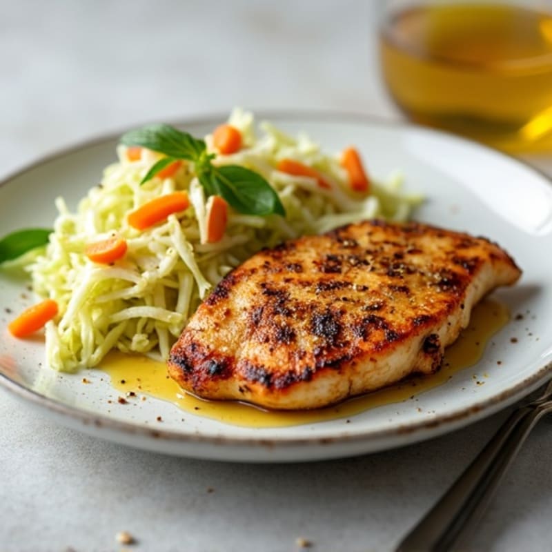 Grilled Chicken Breast with Crunchy Cabbage Slaw