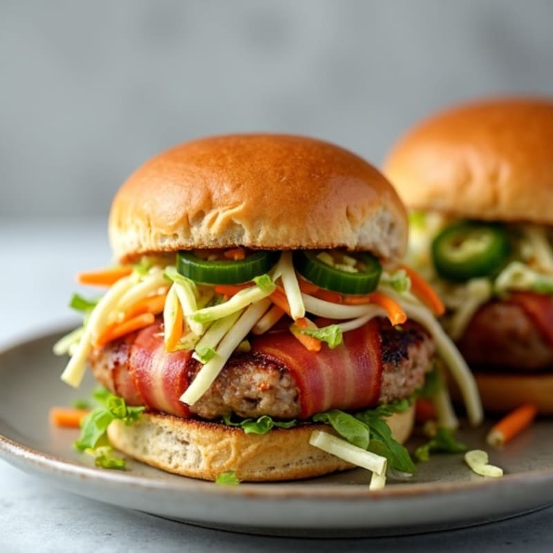 Bacon-Wrapped Jalapeño Turkey Sliders with Fresh Slaw