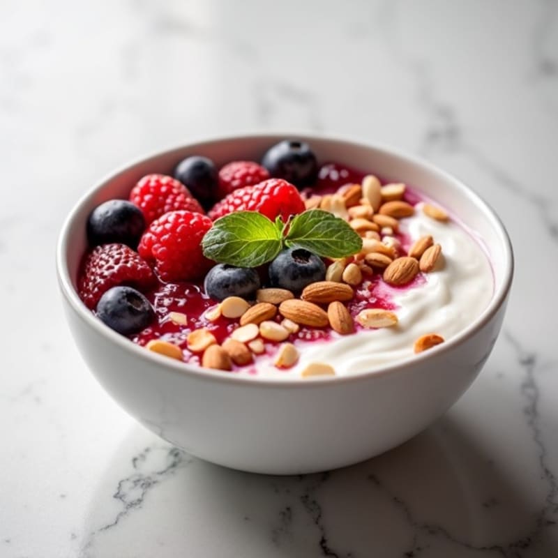 Creamy Greek Yogurt with Fresh Berries and Crunchy Almonds