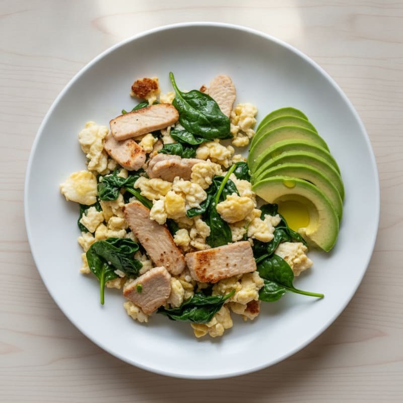 Egg White Scramble with Spinach and Turkey Breast