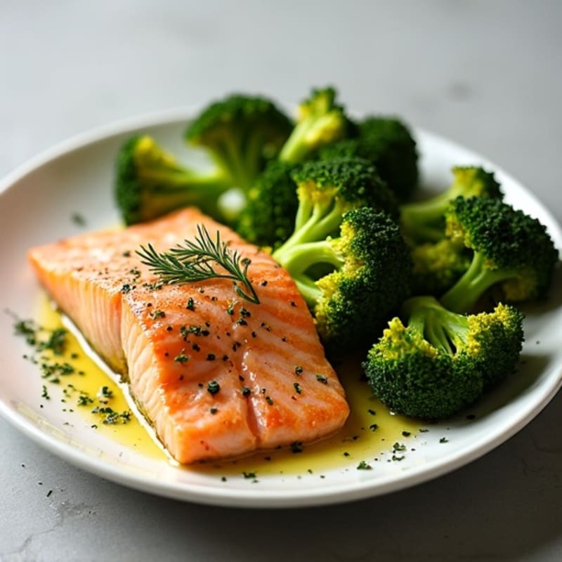 Flaky Lemon-Herb Roasted Salmon with Roasted Broccoli