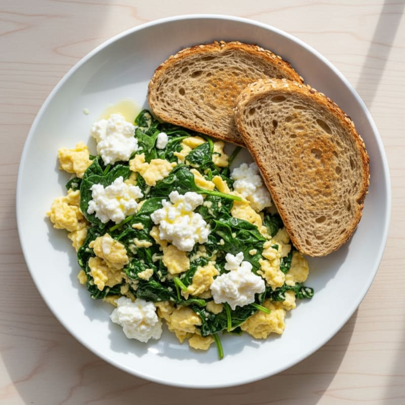 Egg White Scramble with Spinach and Cottage Cheese