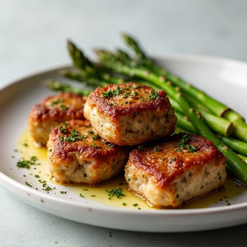 Crispy Garlic Herb Steak Bites with Roasted Asparagus