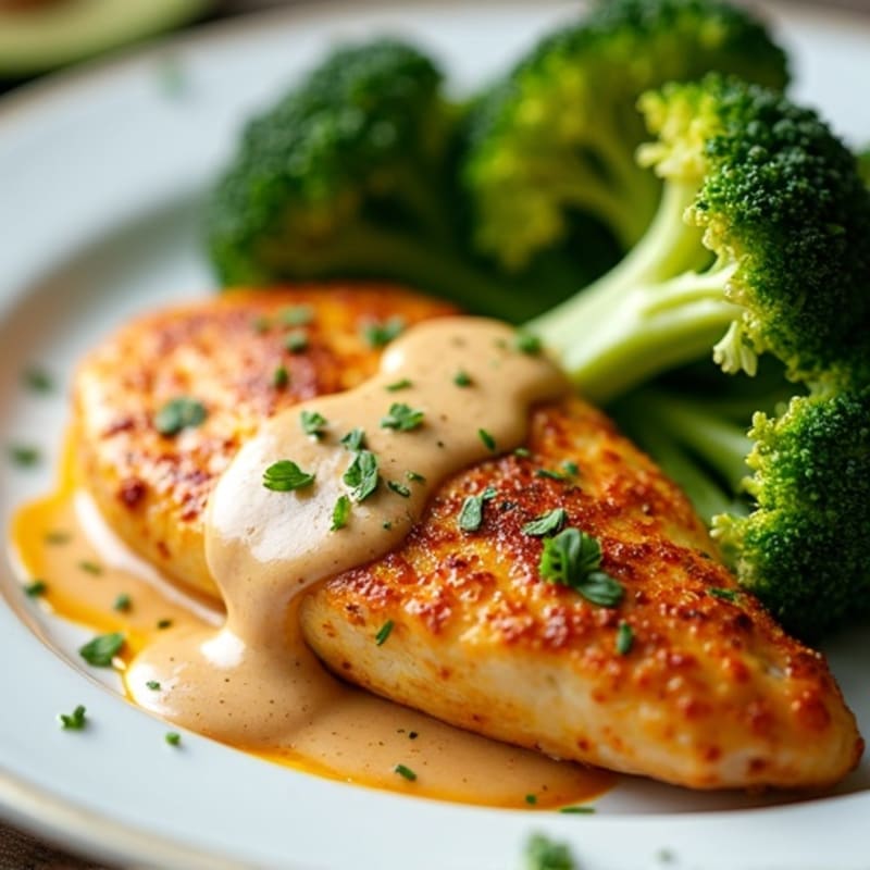 Creamy Spiced Chicken with Roasted Broccoli