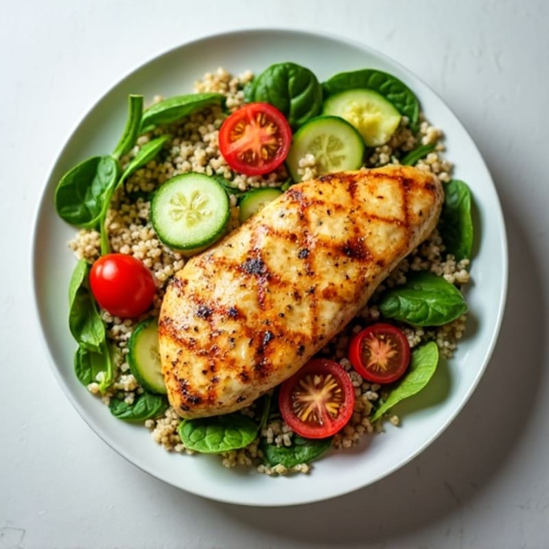 Grilled Chicken Breast with Quinoa Spinach Salad