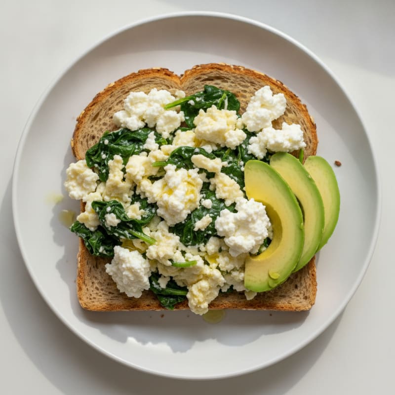 Egg White Spinach Scramble with Cottage Cheese