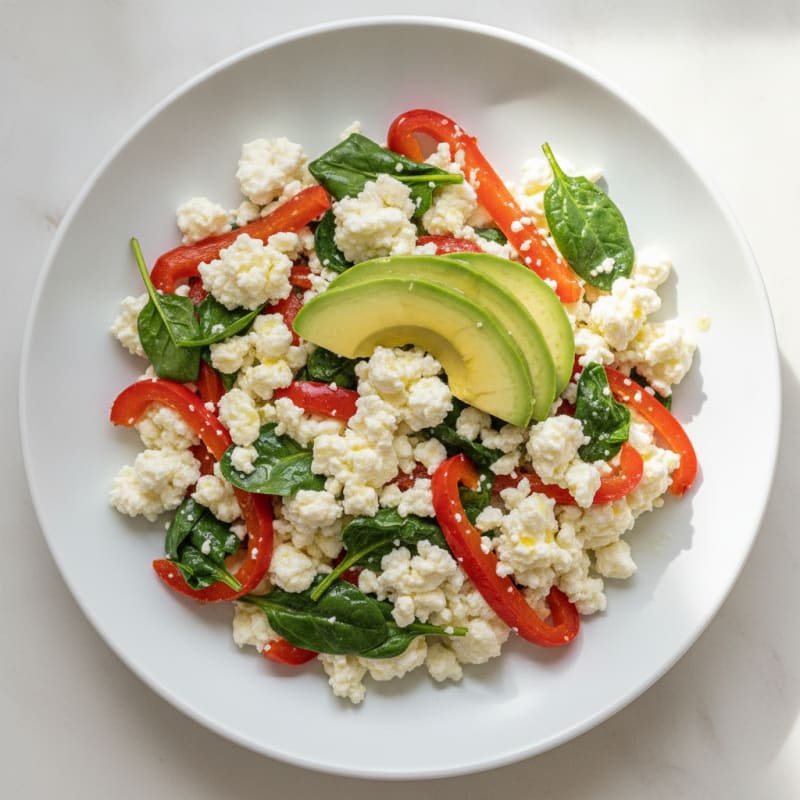 Egg White Veggie Scramble with Cottage Cheese