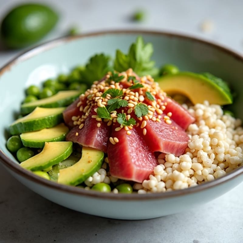 Fresh Sesame Tuna Poke Bowl with Avocado-Cucumber