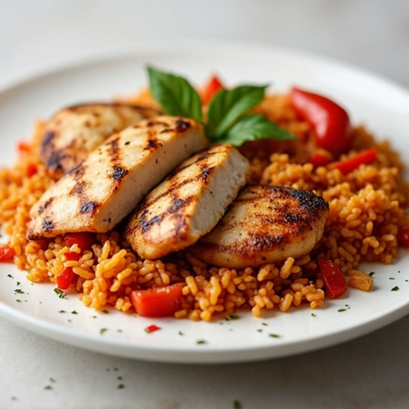 Herb-Spiced Jollof Rice with Grilled Chicken